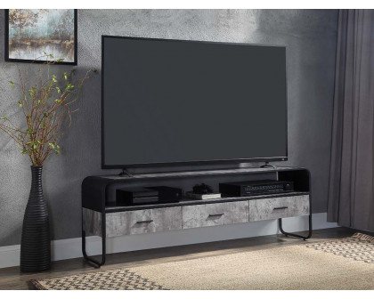 ACME Raziela TV Stand with 3 Storage - Concrete Gray/Black