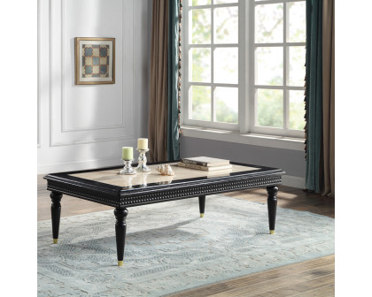 ACME - Tayden Coffee Table with Marble Top in Marble Top/Black