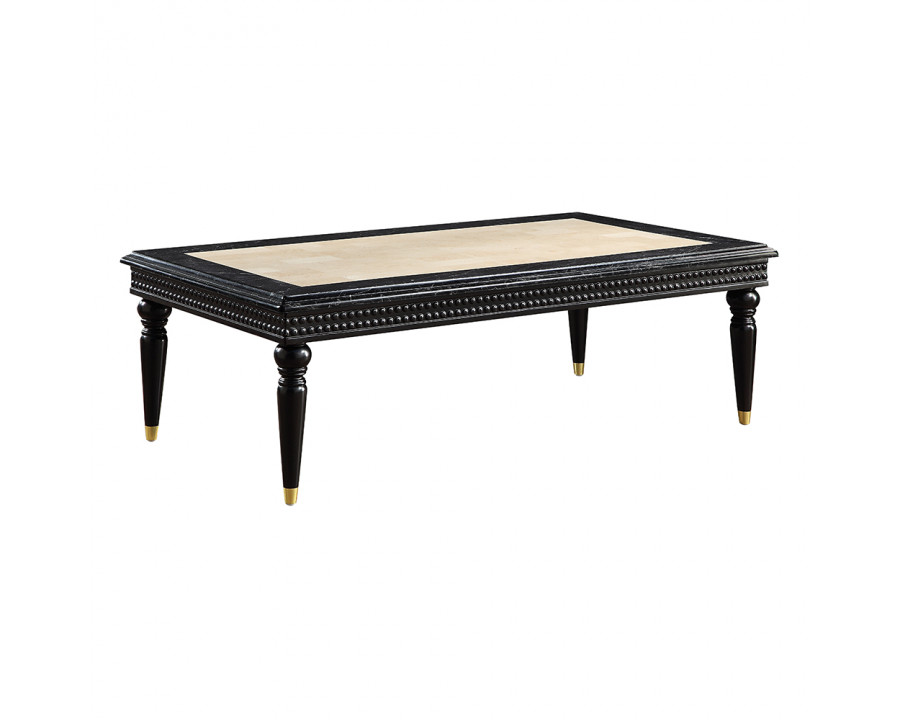 ACME - Tayden Coffee Table with Marble Top in Marble Top/Black