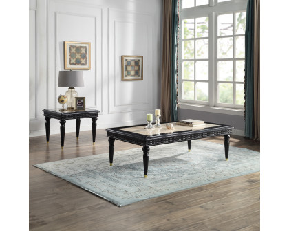 ACME - Tayden Coffee Table with Marble Top in Marble Top/Black