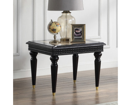 ACME - Tayden End Table with Marble Top in Marble Top/Black