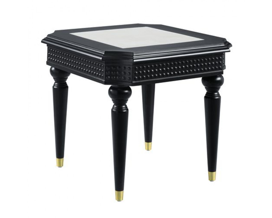 ACME - Tayden End Table with Marble Top in Marble Top/Black