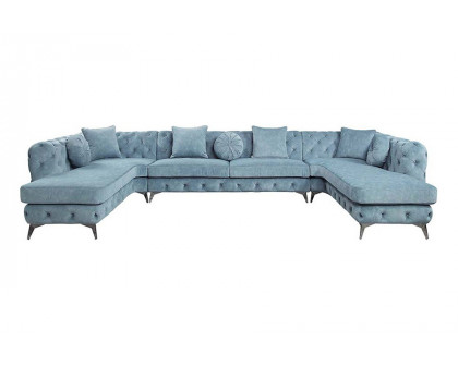 ACME - Zerah Sectional Sofa with 7 Pillows in Dusty Blue