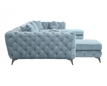 ACME - Zerah Sectional Sofa with 7 Pillows in Dusty Blue