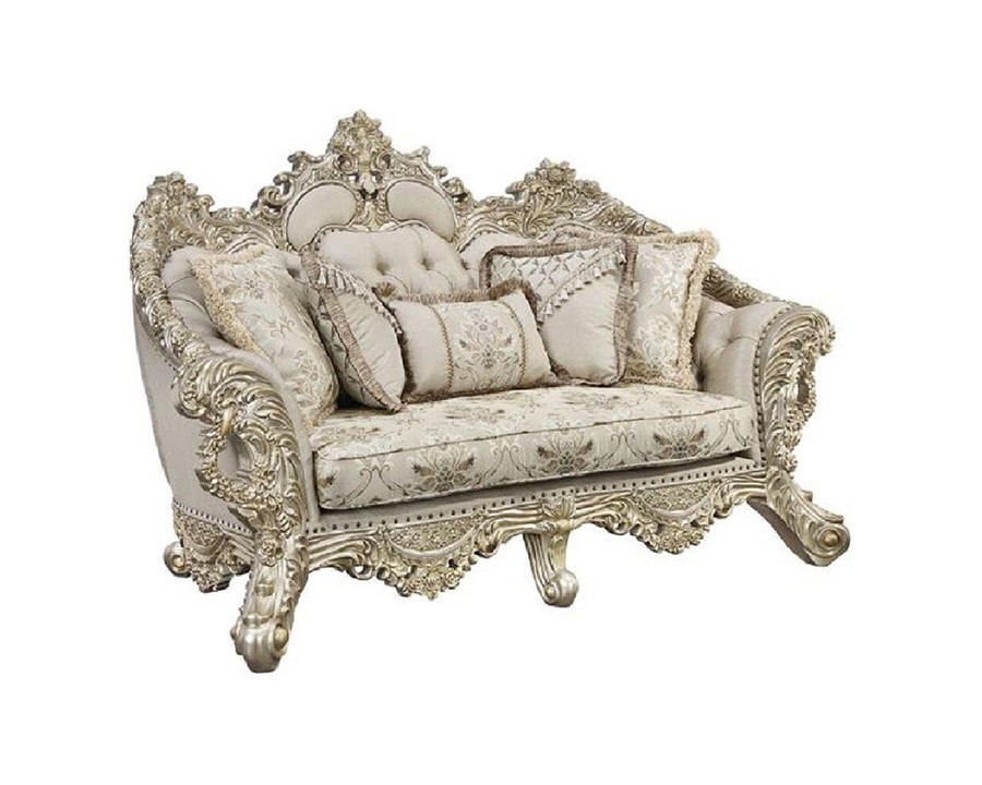 ACME - Danae Loveseat with 5 Pillows in Champagne/Gold