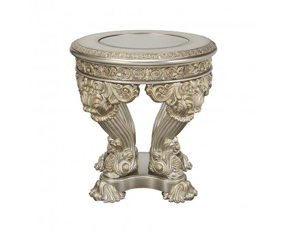 ACME - Danae End Table in Champagne/Gold