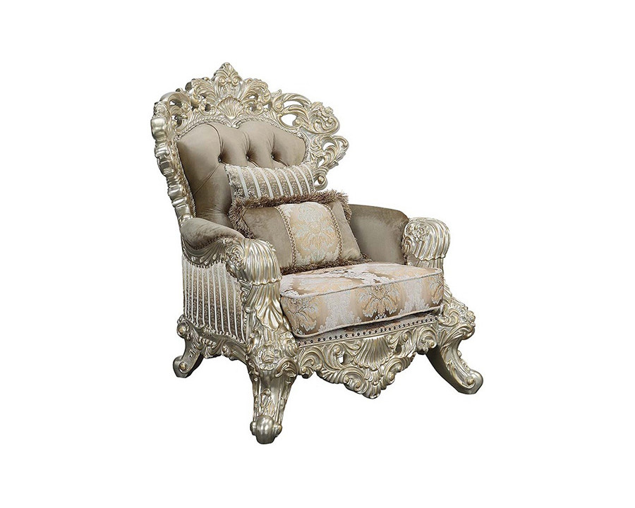 ACME - Sorina Chair with 2 Pillows in Velvet,/Antique Gold