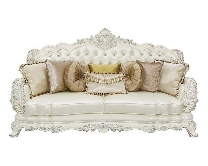 ACME - Adara Sofa with 7 Pillows in Pearl White/Antique White