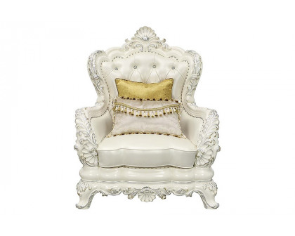 ACME - Adara Chair with 2 Pillows in Pearl White/Antique White