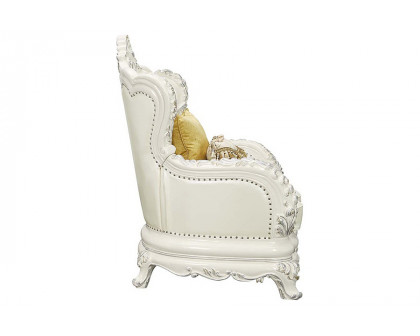 ACME - Adara Chair with 2 Pillows in Pearl White/Antique White