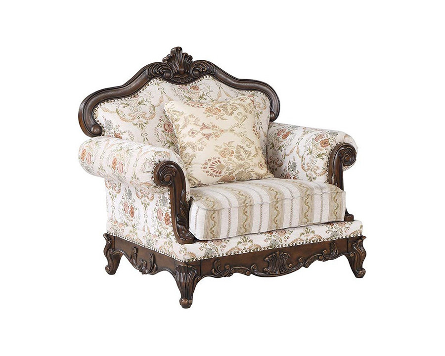 ACME - Nayla Chair with Pillow in Pattern/Cherry