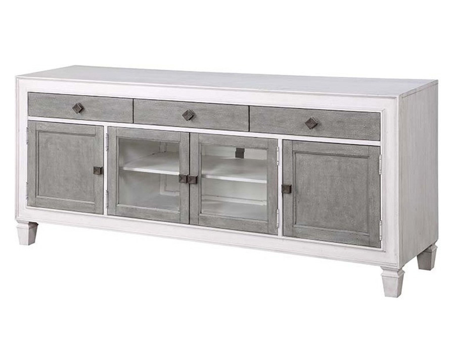 ACME - Katia TV Stand in Rustic Gray/Weathered White