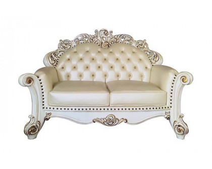 ACME Vendome Loveseat with 3 Pillows - Beige