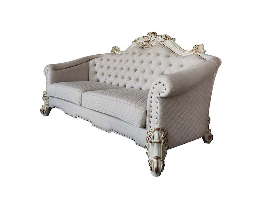 ACME - Vendome II Sofa with 6 Pillows in Ivory/Antique Pearl