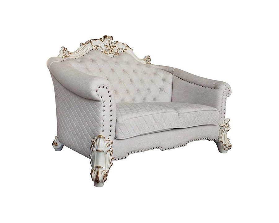 ACME - Vendome II Loveseat with 4 Pillows in Ivory/Antique Pearl