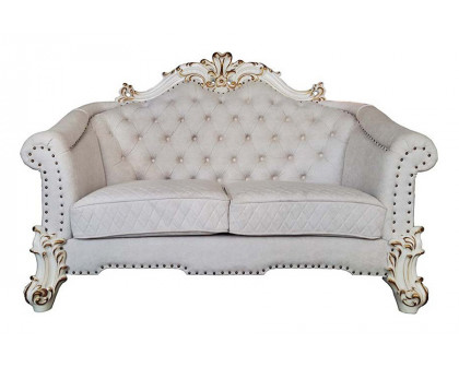 ACME - Vendome II Loveseat with 4 Pillows in Ivory/Antique Pearl