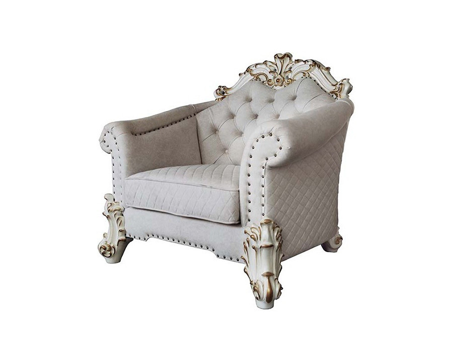 ACME Vendome II Chair with 2 Pillows - Ivory/Antique Pearl