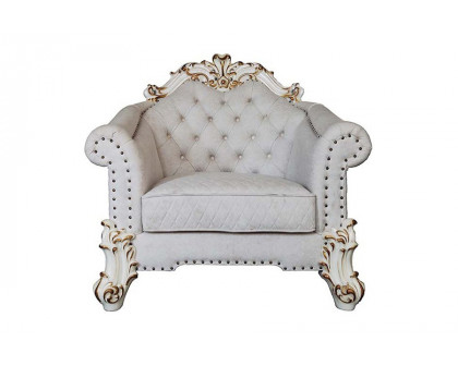 ACME™ Vendome II Chair with 2 Pillows - Ivory/Antique Pearl