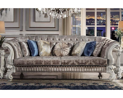 ACME - Versailles Sofa with 7 Pillows in Ivory/Bone White