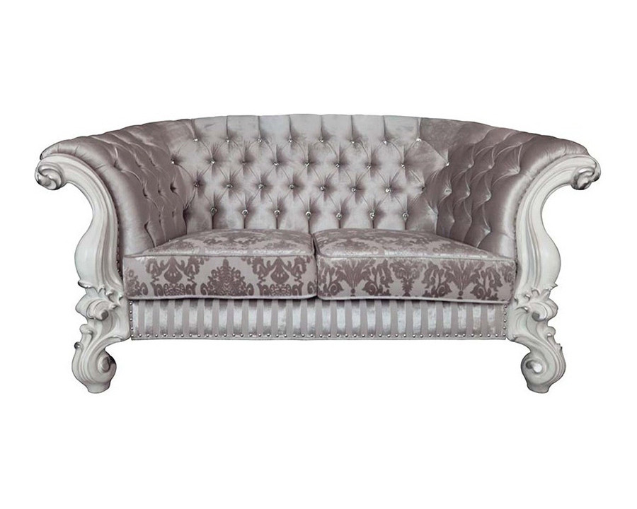 ACME - Versailles Loveseat with 5 Pillows in Ivory/Bone White