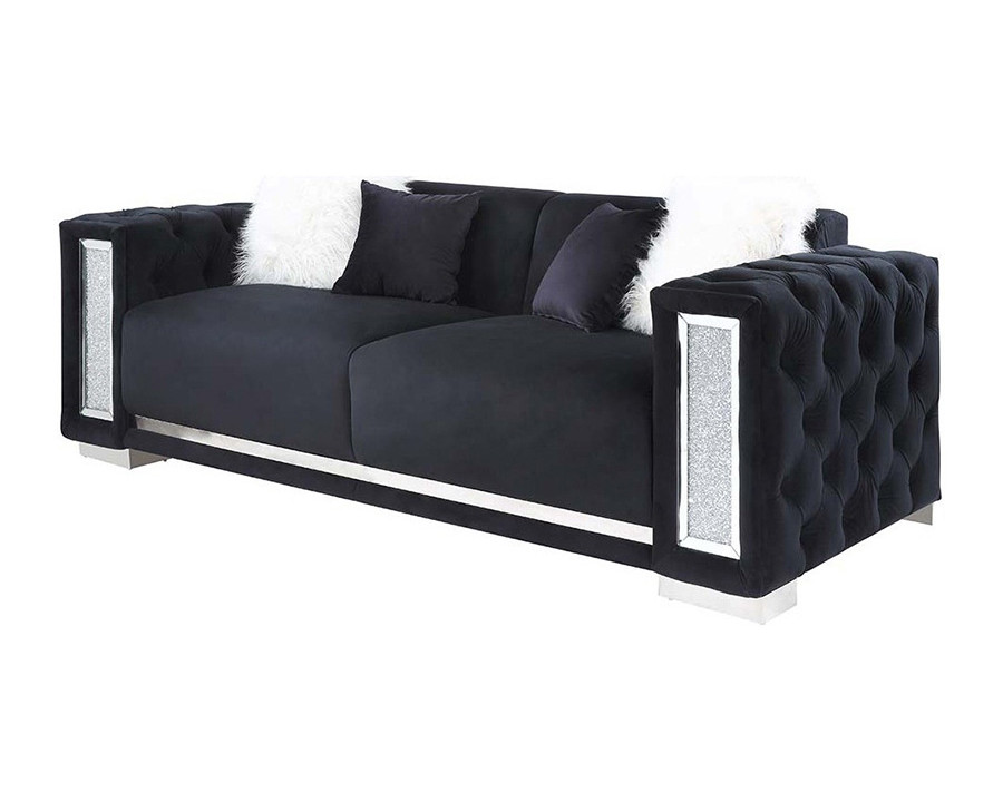 ACME - Trislar Sofa with 4 Pillows (Same 52525) in Black Velvet