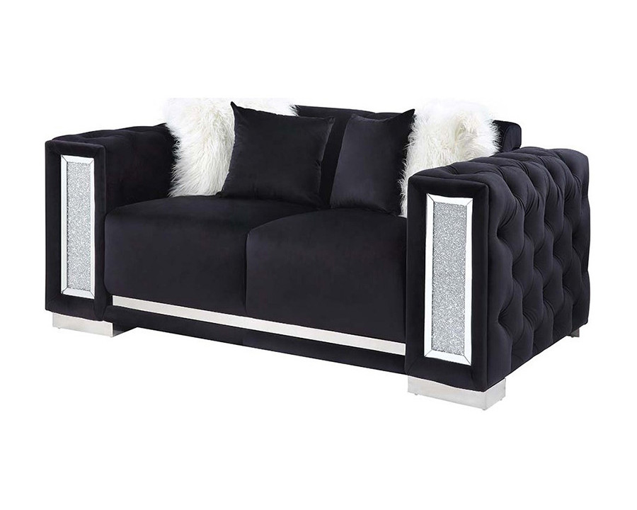 ACME - Trislar Loveseat with 4 Pillows (Same 52526) in Black Velvet