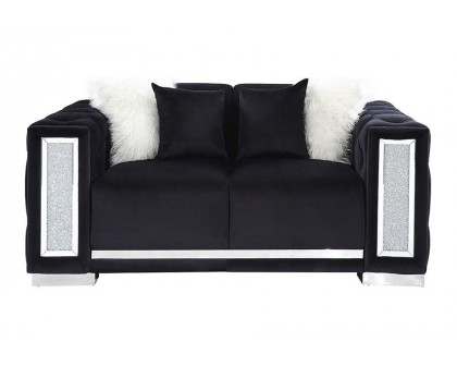 ACME - Trislar Loveseat with 4 Pillows (Same 52526) in Black Velvet