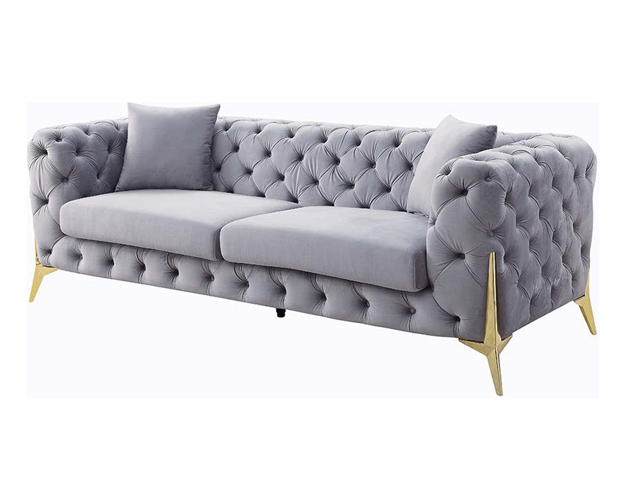 ACME - Jelanea Sofa with 2 Pillows in Gray/Gold