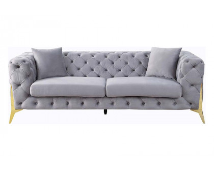 ACME - Jelanea Sofa with 2 Pillows in Gray/Gold