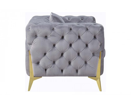 ACME - Jelanea Sofa with 2 Pillows in Gray/Gold