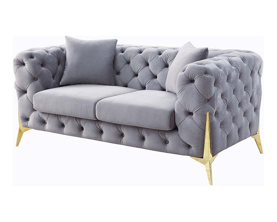 ACME - Jelanea Loveseat with 2 Pillows in Gray/Gold