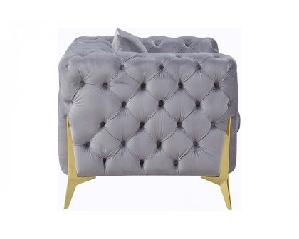 ACME - Jelanea Loveseat with 2 Pillows in Gray/Gold