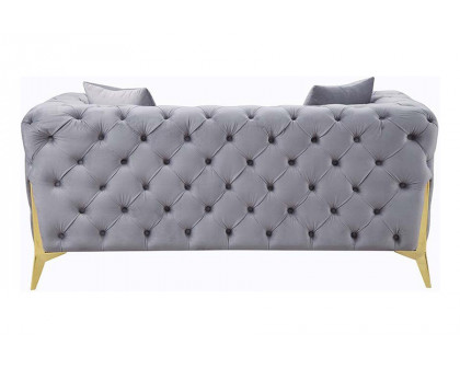 ACME - Jelanea Loveseat with 2 Pillows in Gray/Gold