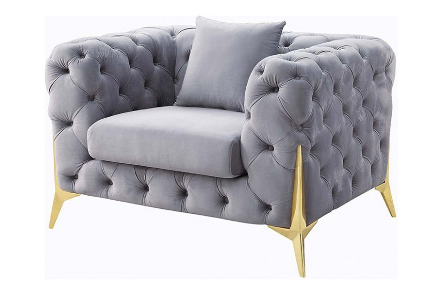 ACME™ Jelanea Chair with Pillow - Gray/Gold