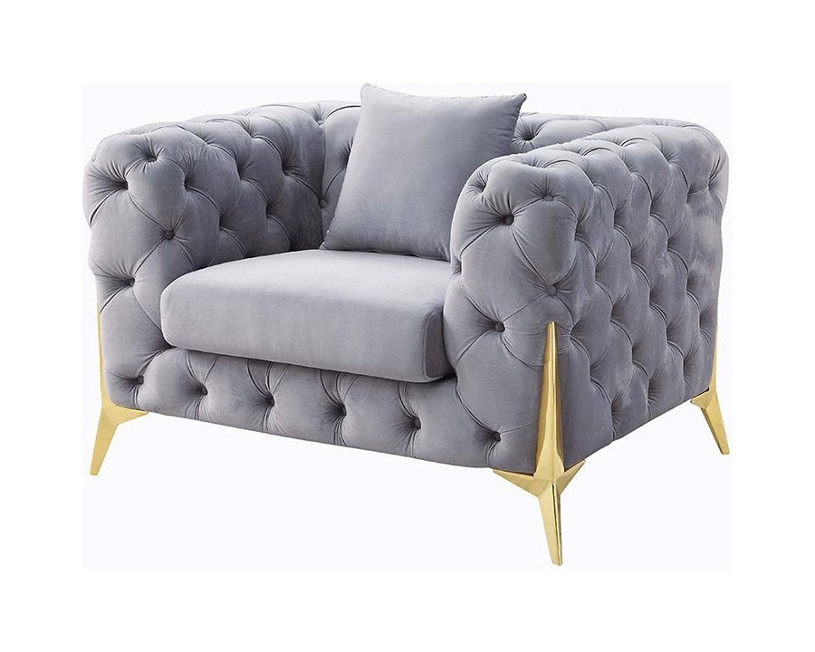 ACME - Jelanea Chair with Pillow in Gray/Gold