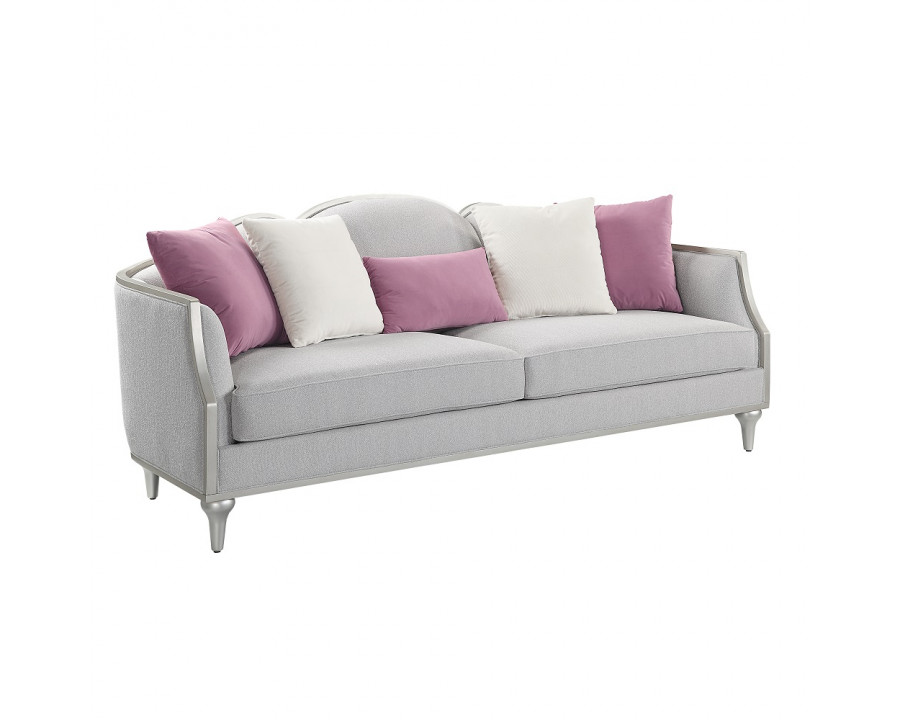 ACME - Kasa Sofa with 5 Pillows in Beige Linen/Champagne