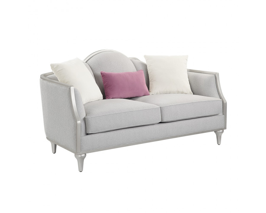 ACME - Kasa Loveseat with 3 Pillows in Beige Linen/Champagne