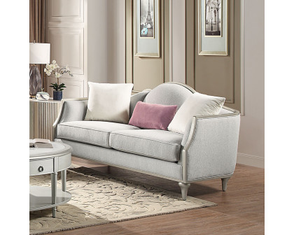 ACME - Kasa Loveseat with 3 Pillows in Beige Linen/Champagne