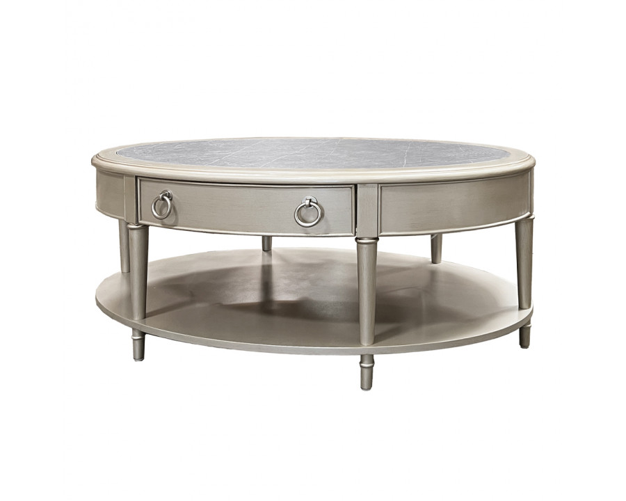 ACME - Kasa Coffee Table in Sintered Stone Top/Champagne