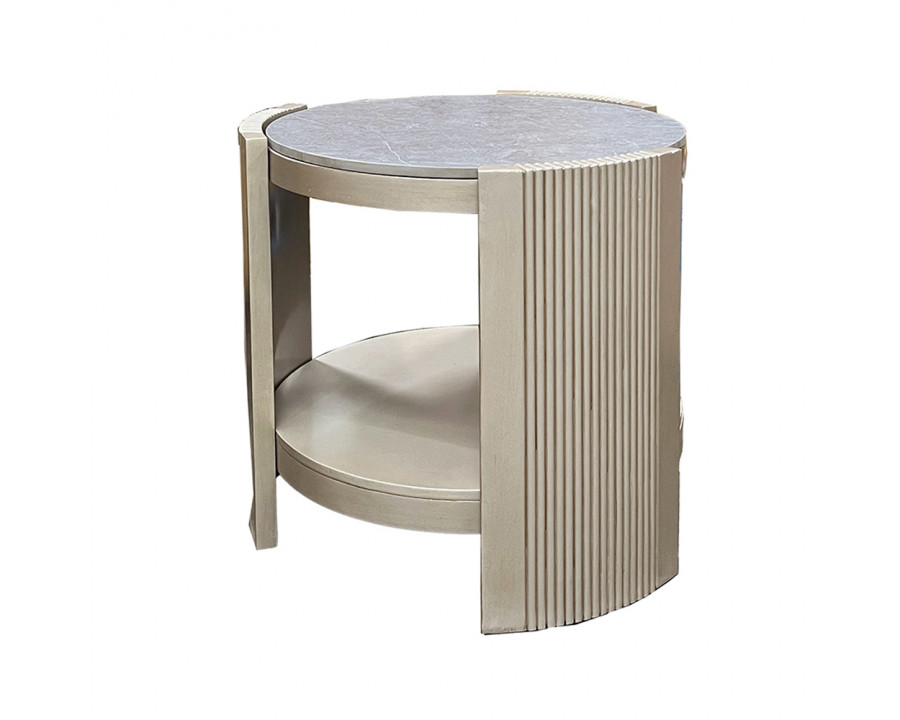 ACME - Kasa End Table in Sintered Stone/Champagne