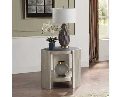 ACME - Kasa End Table in Sintered Stone/Champagne