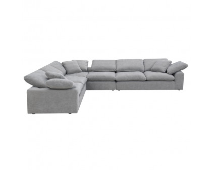 ACME - Naveen Sectional Sofa with 6 Pillows in Gray Linen