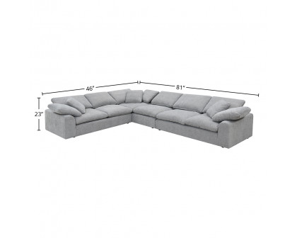 ACME - Naveen Sectional Sofa with 6 Pillows in Gray Linen