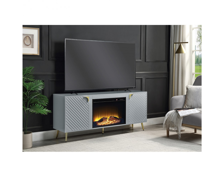 ACME - Gaines TV Stand with Fireplace