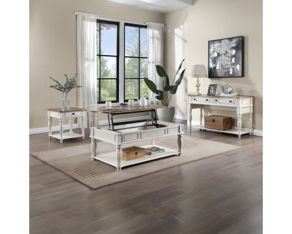 ACME - Florian End Table in Oak/Antique White