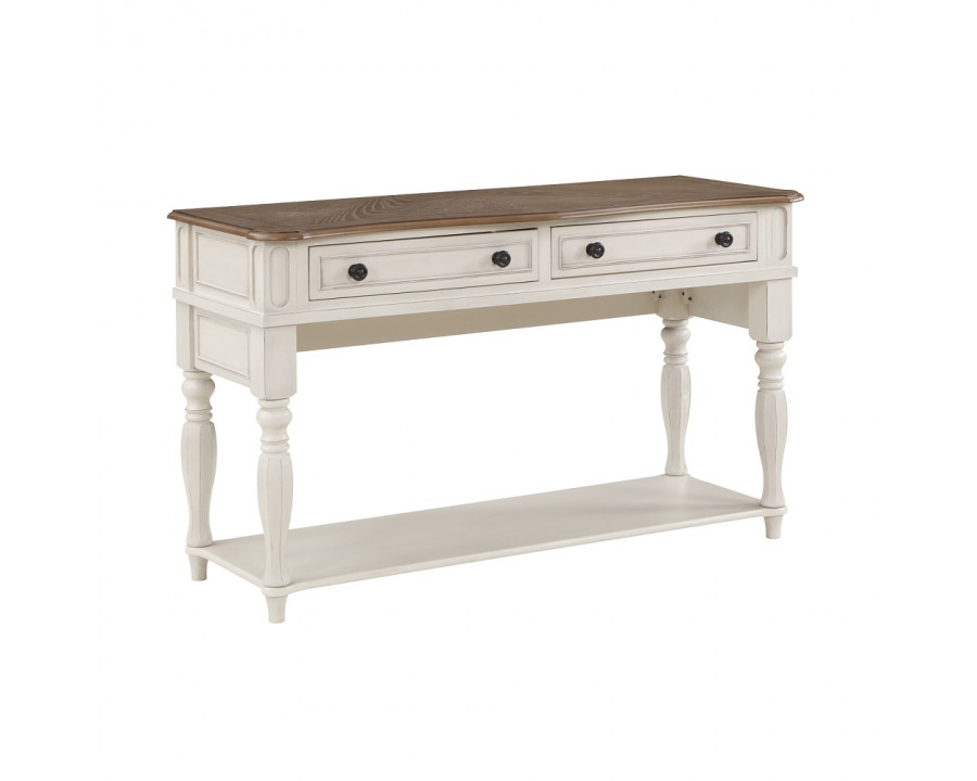 ACME - Florian Sofa Table in Oak/Antique White