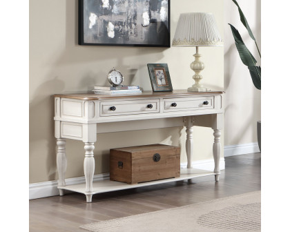 ACME - Florian Sofa Table in Oak/Antique White