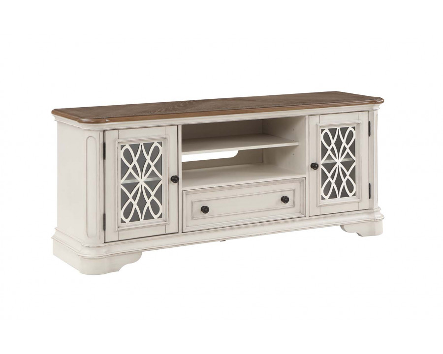 ACME - Florian TV Stand in Oak/Antique White