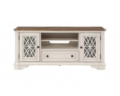 ACME - Florian TV Stand in Oak/Antique White