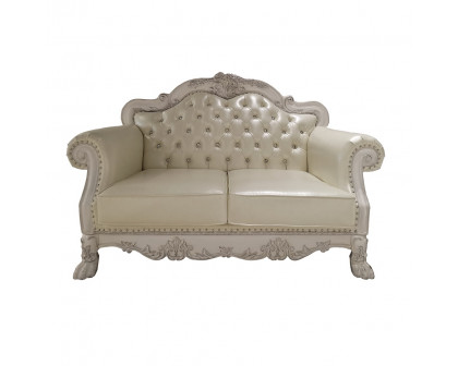 ACME Dresden Loveseat with 3 Pillows - Synthetic/Bone White